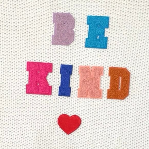 Upcycled “Be Kind” Cardigan XS | White Waffle Knit Rainbow Patches | Gift - Picture 10 of 14